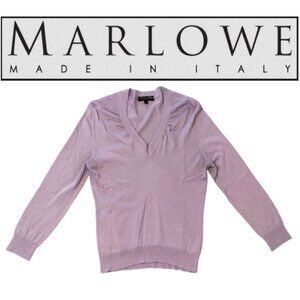MARLOWE Luxury Designer Made in ITALY Cashmere + Silk Sweater Pointelle Details